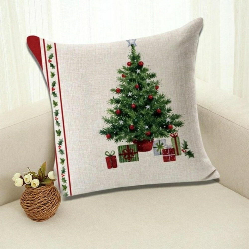2 New Linen Cotton Holiday Pillow Covers